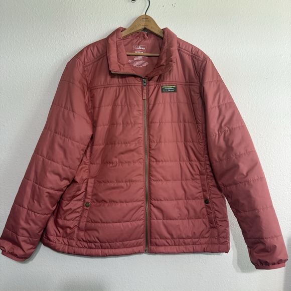 LL Bean‎ Puffer Jacket Women's Size 1X Plus Pink Packable Lightweight - Picture 1 of 7